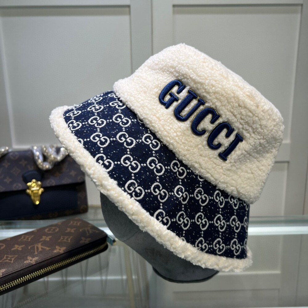 Gucci GG Jacquard Shearling Bucket Hat